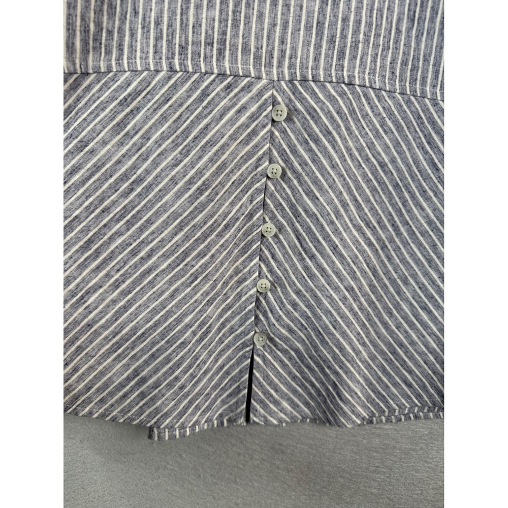 Lucky Brand Button Up Shirt Womens 1X Blue Striped Button Back Coastal Nautical - Picture 4 of 10